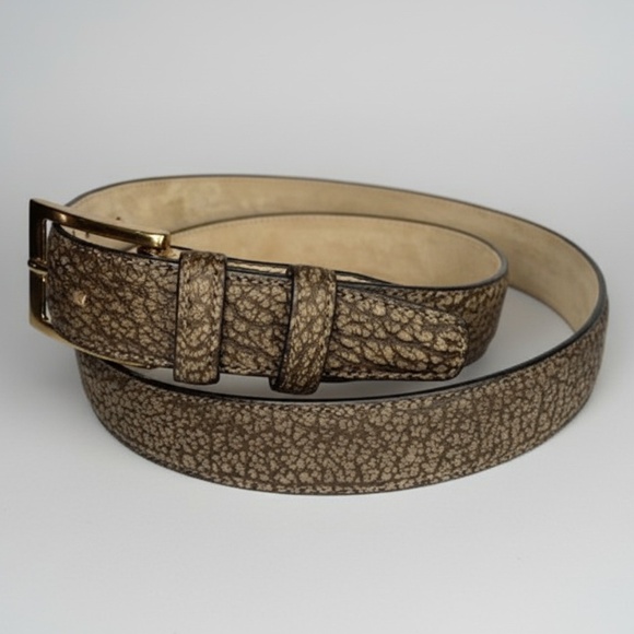 Maison Koly X Enzo Bonafe Cavalier Belt Gold Buckle Beige Bison suede Leather - Picture 3 of 3